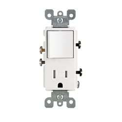 Leviton Decora 15 amps 125 V White Combination Switch/Outlet 5-15R 1 pk