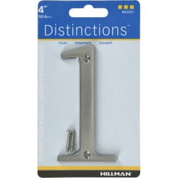 HILLMAN Distinctions 4 in. Silver Zinc Die-Cast Screw-On Number 1 1 pc