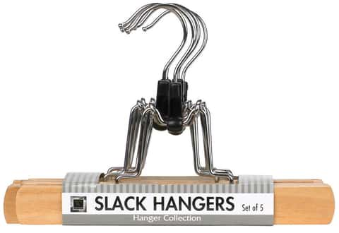 Flat Skirt/Slack Hanger - Natural & Chrome Wood Hangers