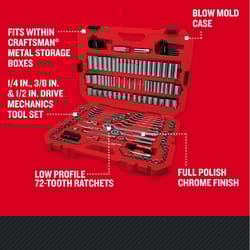 Craftsman 1/4, 3/8 and 1/2 in. drive Metric and SAE 6 and 12 Point Mechanic's Tool Set 189 pc