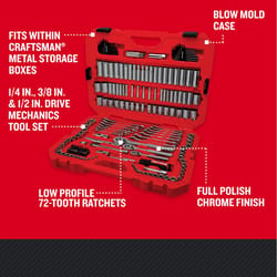 Craftsman 1/4, 3/8 and 1/2 in. drive Metric and SAE 6 and 12 Point Mechanic's Tool Set 189 pc