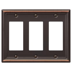 Amerelle Chelsea Aged Bronze 3 gang Stamped Steel Decorator Wall Plate 1 pk