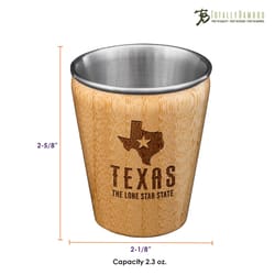 Totally Bamboo 2 oz Brown/Silver Stainless Steel/Wood Texas Shot Glass