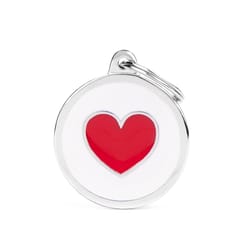 MyFamily Classic Red & White Heart Metal Dog Pet Tags Large