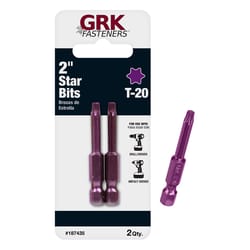 GRK Fasteners Star T20 X 2 in. L Power Bit Carbon Steel 2 pc