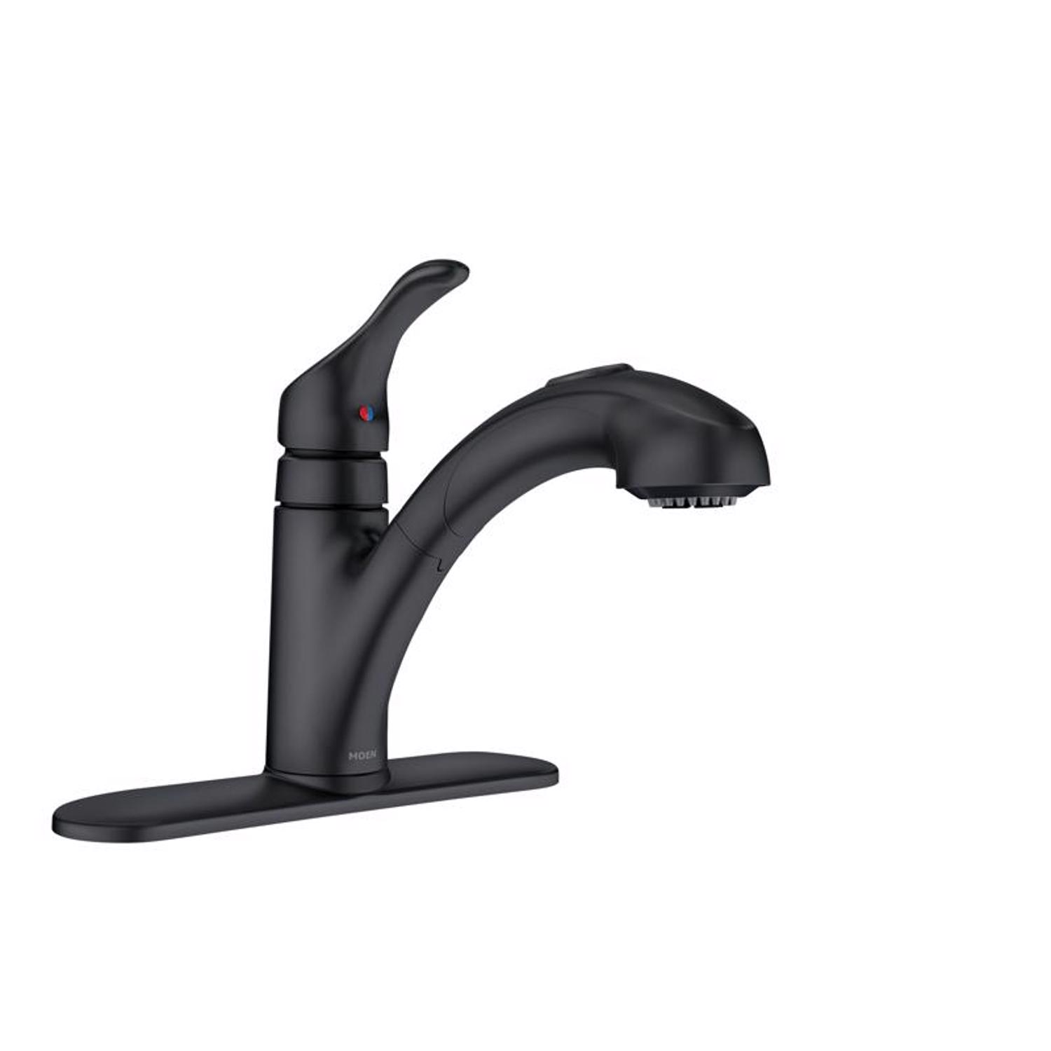 Photos - Tap Moen Renzo One Handle Matte Black Pull-Out Kitchen Faucet CA87316BL 