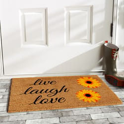 Home & More 1.42 W X 2.42 L Multi-color Sunflower Live Laugh Love Coir Door Mat