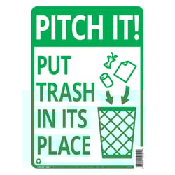 HILLMAN English White Garbage Sign 14 in. H X 10 in. W