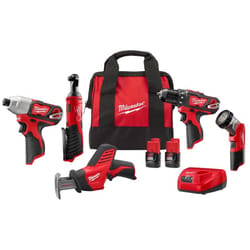 Milwaukee M12 Cordless Brushed 5 Tool Combo Kit