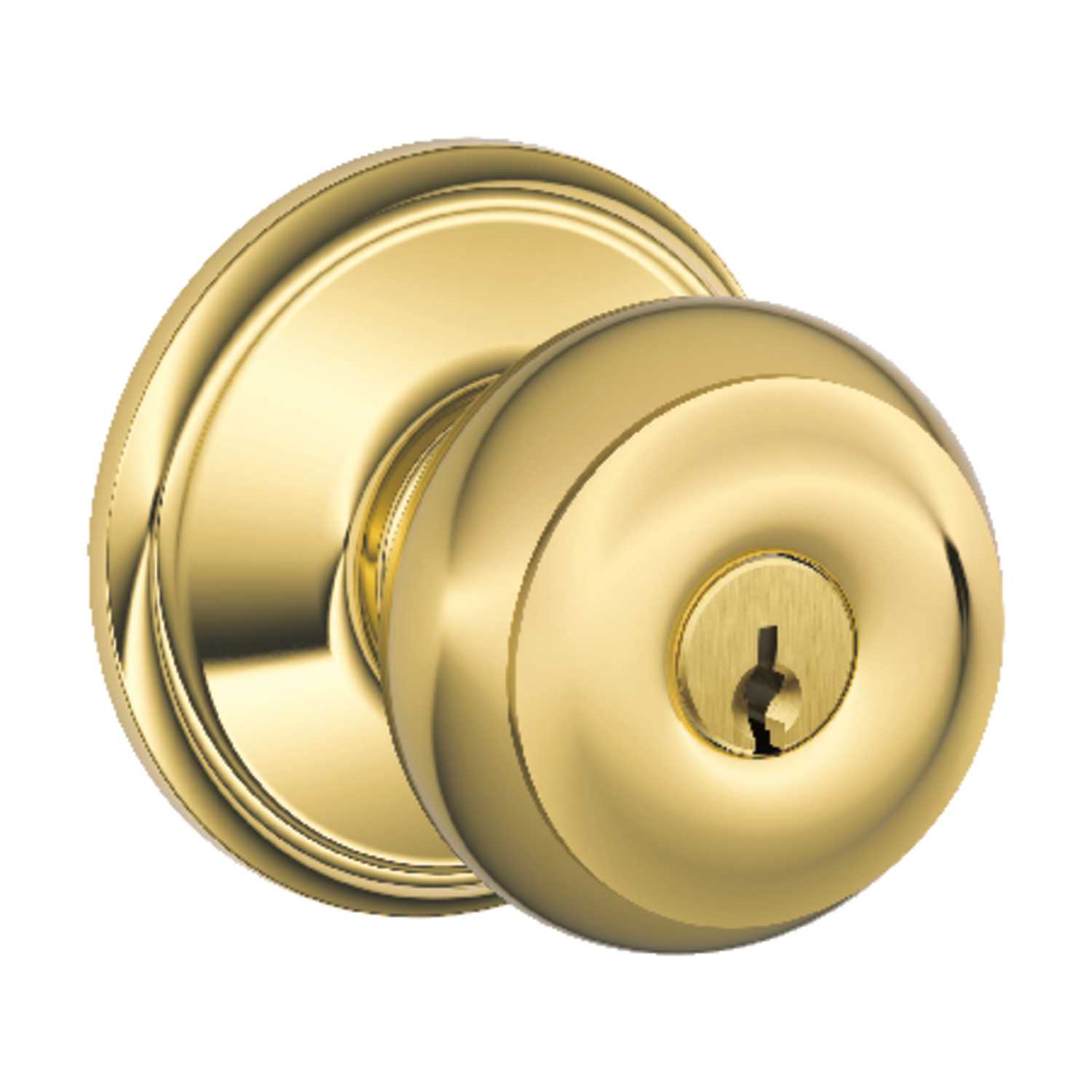 Schlage Bright Brass Steel Entry Lockset ANSI Grade 2 13/4 in