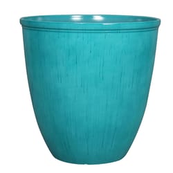 L&G Solutions 16.1 in. H X 16 in. D Polyresin Ventura Reactive Glaze Planter Teal
