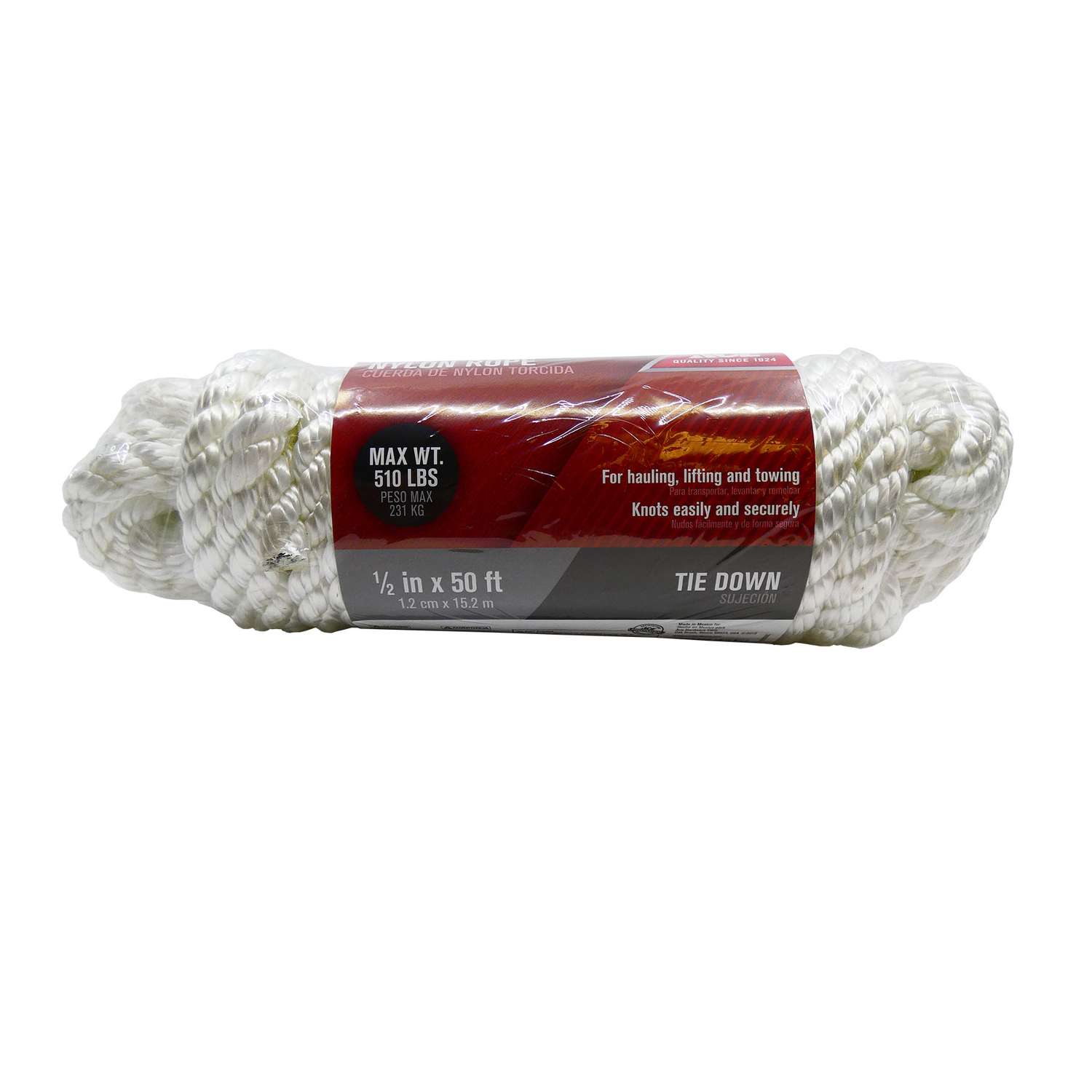 Ace 1 2 In Dia X 50 Ft L White Twisted Nylon Rope Ace Hardware