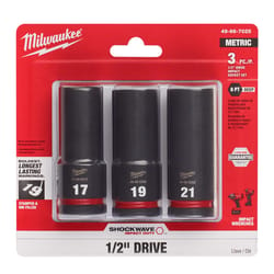 Milwaukee Shockwave 1/2 in. drive SAE 6 Point Impact Rated Deep Socket Set 3 pc