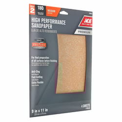 Ace  11 in. L x 9 in. W 180 Grit Aluminum Oxide  Sandpaper  4 pk 