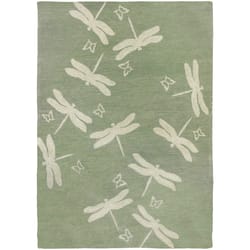 Homefires 3 ft. W X 5 ft. L Green/Tan Dragonfly Field Polypropylene Accent Rug