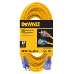DeWalt Outdoor 50 ft. L Yellow Extension Cord 12/3