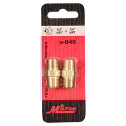 Milton Brass Hex Nipple 1/4 in. MPT X 1/4 in. MPT 2 pc