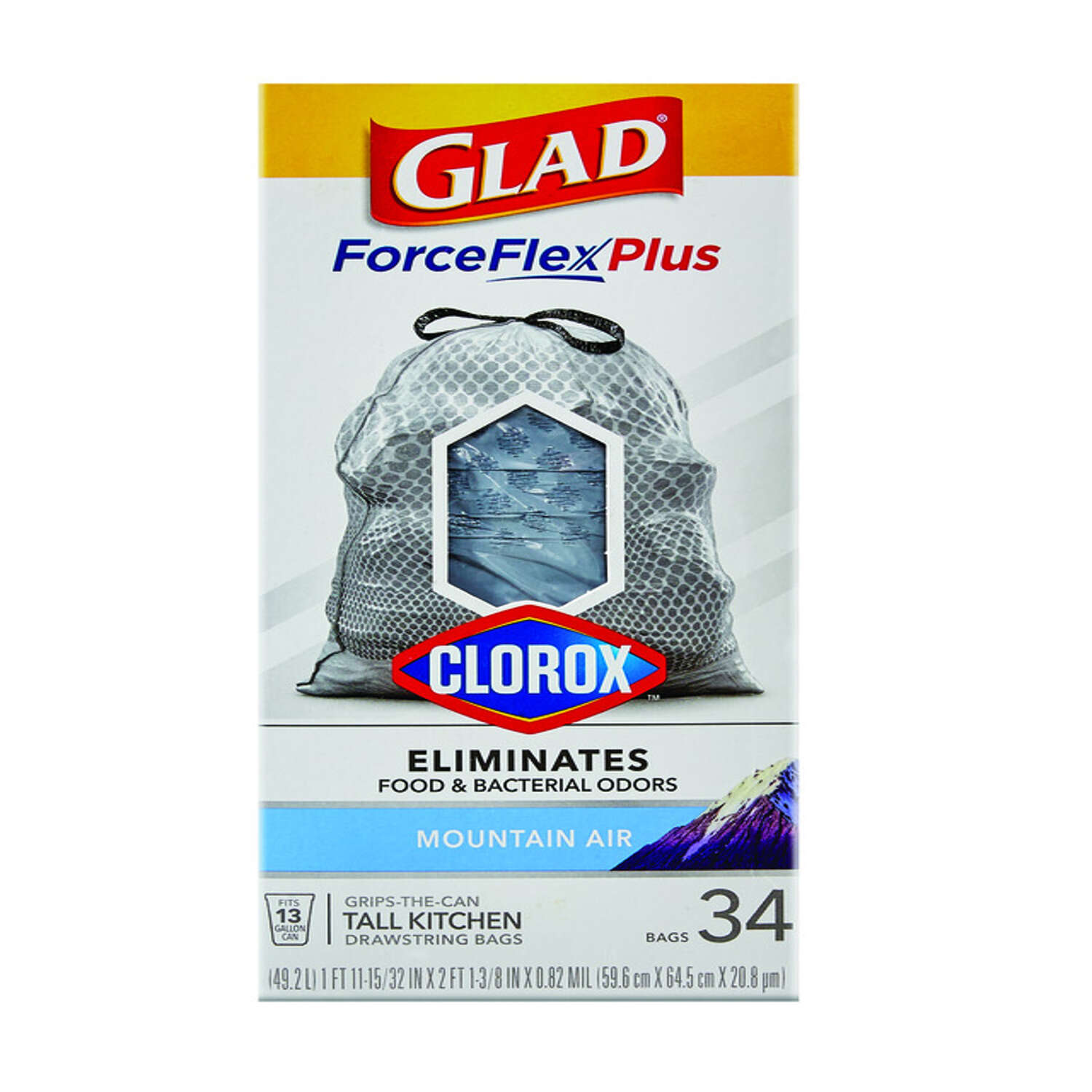 Glad Force Flex Plus 13 gal Mountain Air Scent Tall Kitchen Bags