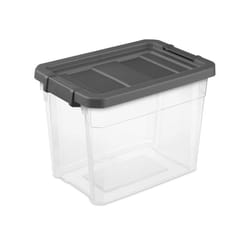 Sterilite 30 qt Clear/Gray Storage Box 13-1/4 in. H X 18 in. W X 12-5/8 in. D Stackable