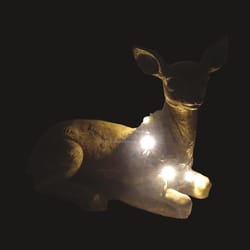 Alpine LED Brown Small Holiday Doe Deer Statuary Table Decor 10 in.