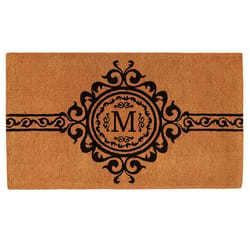 Calloway Mills Monogram 3 ft. W X 6 ft. L Black/Brown Casual Coir Door Mat