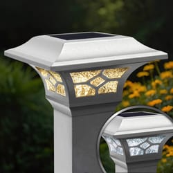 Classy Caps Matte White Solar Powered 1 W LED Post Cap Light 1 pk