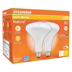 Sylvania Natural BR40 E26 (Medium) LED Floodlight Bulb Soft White 85 W 2 pk