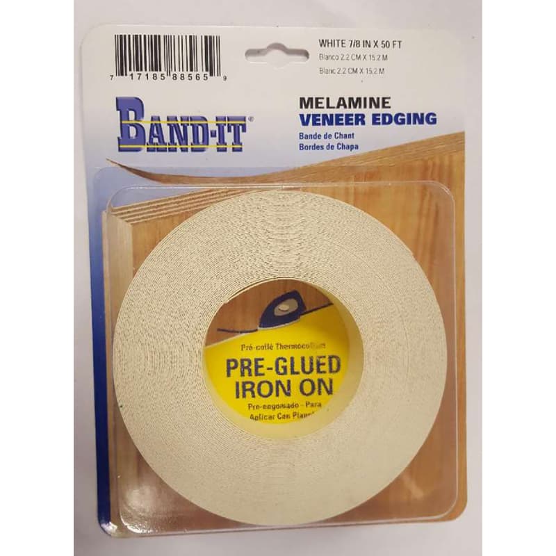 Band-It .030 in. T X 3/4 in. W X 50 ft. L White Melamine Veneer Edging Band-It .030 in. T X 3/4 in. W X 50 ft. L White Melamine Veneer Edging