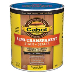 Cabot Semi-Transparent Low VOC Semi-Transparent Tintable Neutral Base Stain and Sealer 1 qt