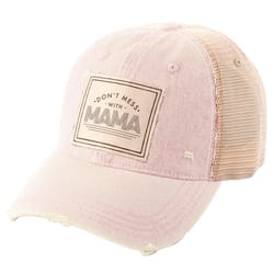 Karma Don't Mess with Mama Trucker Hat Beige/Light Pink One Size Fits Most