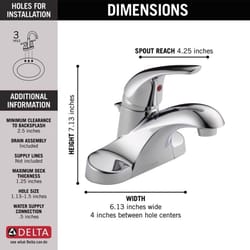 Delta Foundations Chrome Traditional Pop-up Bathroom Sink Faucet 4 in.