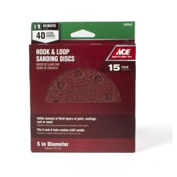 Ace 5 in. Aluminum Oxide Hook and Loop Sanding Disc 40 Grit Coarse 15 pk