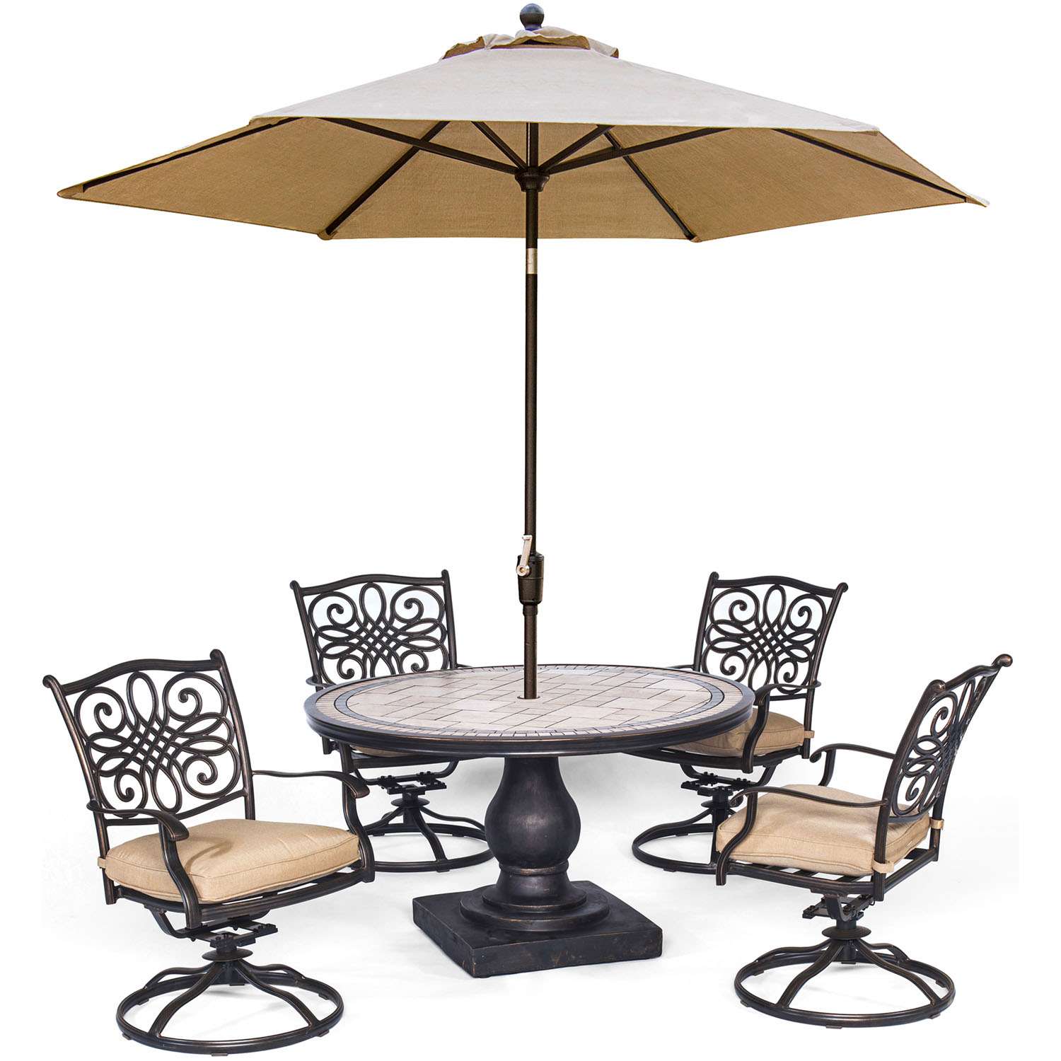 Hanover Monaco 5 Pc Oil Rubbed Bronze Aluminum Patio Set Tan Ace Hardware