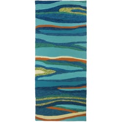 Homefires 26 in. W X 60 in. L Multi-Color Ocean Waves Polypropylene Runner Rug