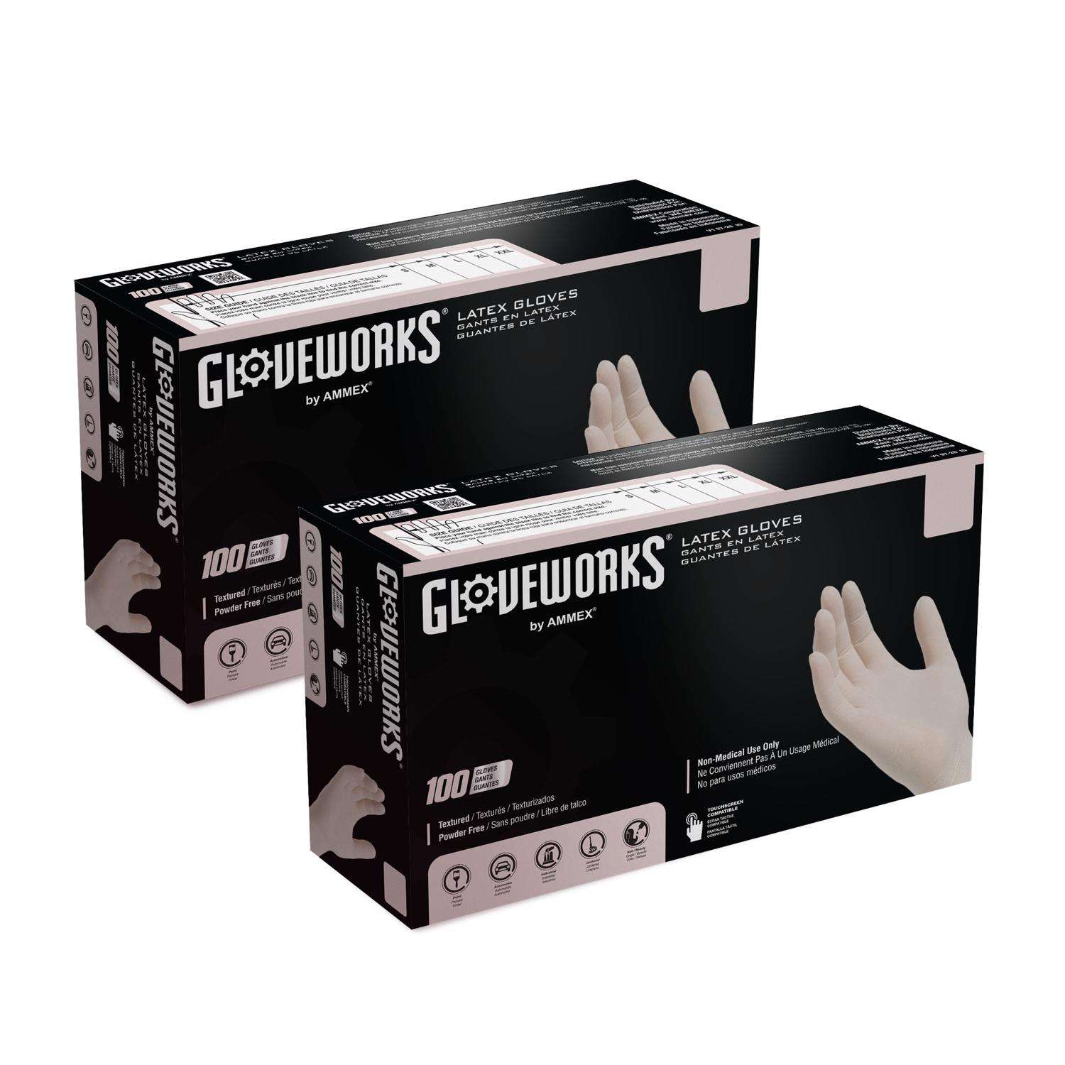 GloveWorks Industrial Ivory Powder-Free Latex Gloves(100/Box