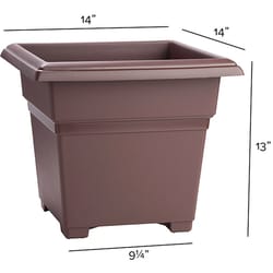 Novelty 13 in. H X 14 in. W X 14 in. D Plastic Countryside Tub Patio Planter Brown