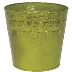 Robert Allen Ironstone 4 in. D Metal Fluer De Lis Planter Green