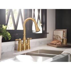 Moen Weymouth Two Handle Brush Gold Pull-Down Kitchen Faucet
