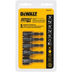 DeWalt Impact Ready Multi Size in. X 1-7/8 in. L Black Oxide Nut Setter Set 5 pc