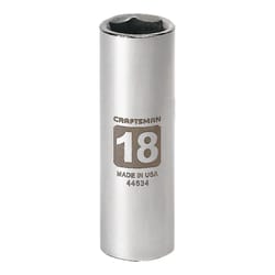 Craftsman 18 mm S X 1/2 in. drive S Metric 6 Point Deep Socket 1 pc