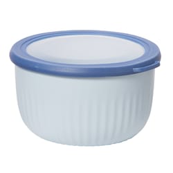 Oggi 2.6 qt Polypropylene Blue Bowl with Lid 2 pc