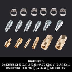 Craftsman Brass/Steel Air Coupler and Plug Set 1/4 in. 19 pc
