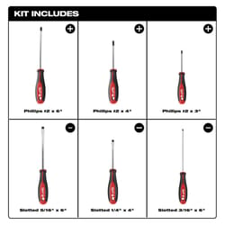 Milwaukee Phillips/Slotted Screwdriver Kit 6 pc