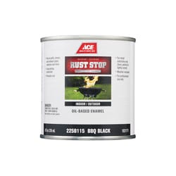 Ace Rust Stop Indoor and Outdoor Gloss BBQ Black Oil-Based Enamel Rust Preventative Paint 1/2 pt