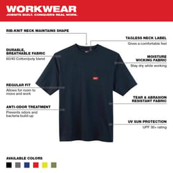 Milwaukee L Short Sleeve Men's Round Neck Blue Heavy Duty Pocket Tee Shirt