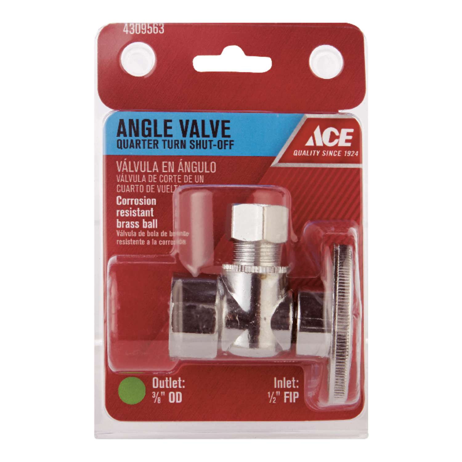 Ace 1/2 in. FIP X 3/8 in. Brass Angle Stop Valve Ace Hardware