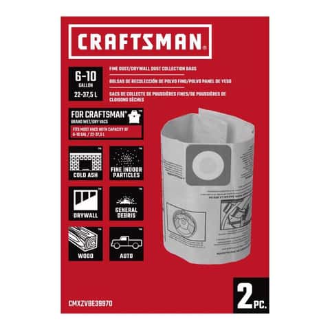 Craftsman 2 in. L X 10 in. W Wet Dry Vac Filter Bag 2 pc Ace