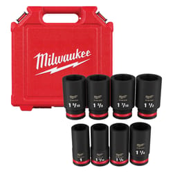 Milwaukee Shockwave 1-3/8 in. X 3/4 in. drive SAE 6 Point Deep Impact Socket Set 8 pc