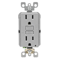 Leviton SmartlockPro 15 amps 125 V Gray GFCI Outlet 5-15R 1 pk