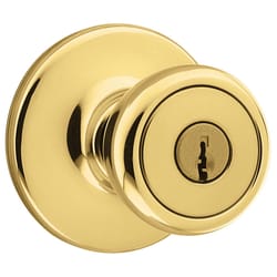 Kwikset Tylo Polished Brass Entry Door Knob 1-3/4 in.